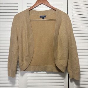 Charter Club Women's Cotton Blend Metallic Gold Open Front Shrug Size S